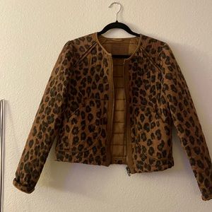 Blank NYC Leopard Print Brown Quilted Jacket